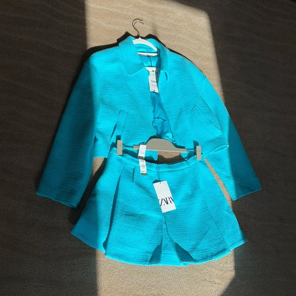 Zara Textured Mini Skort And Matching Jacket‎ Set